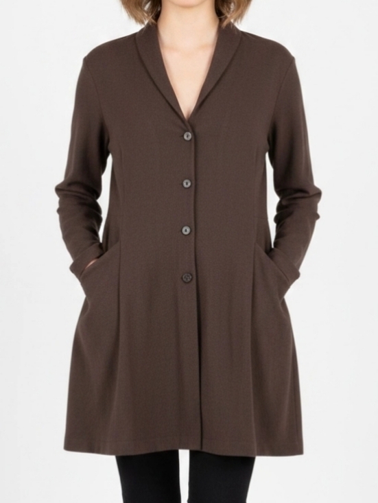 Eileen Fisher Jackets & Blazers - Eileen Fisher Womens Brown Wool Blend Coat Sz M Dress Coat Suit Coat Pockets